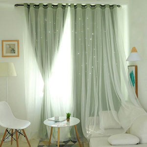 Open image in slideshow, Modern Star Faux Linen Blackout Curtains
